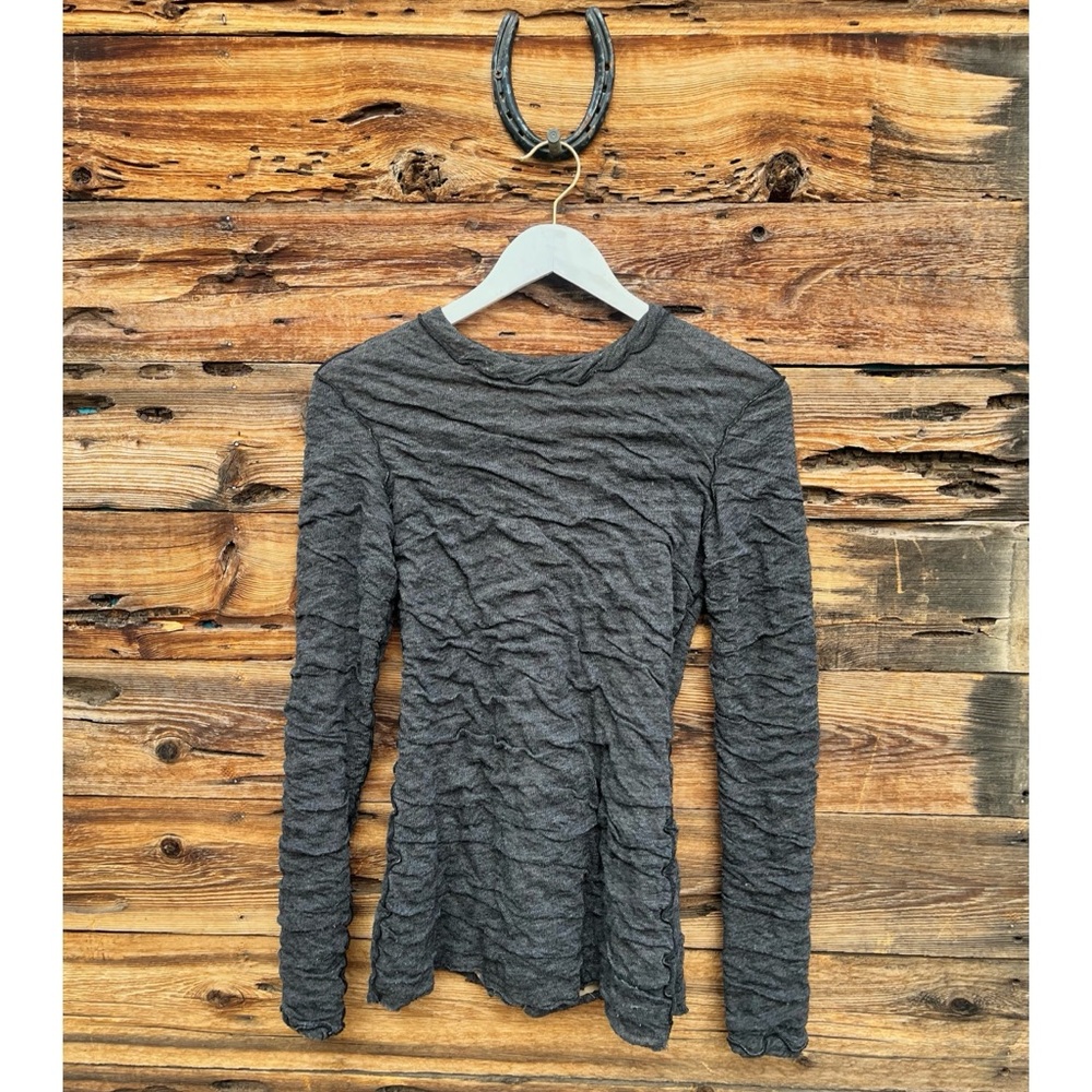 PETE | Gray Long Sleeve Scrunched Zipper Back Grunge Long Sleeve Tunic S